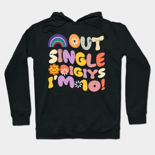 Peace Out Single Digits Retro Groovy 10th Birthday Girl Hoodie